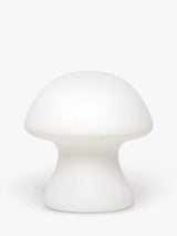 Small Cordless Mushroom-Shaped Porcelain Table Light in White with Batteries Included