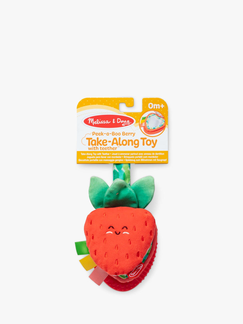 Melissa & Doug peek-a-boo strawberry take-along baby toy, imported from the UK