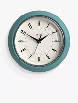 Small Vintage-Inspired Analogue Wall Clock with Retro Dial and Metallic Bezel, 24.5cm