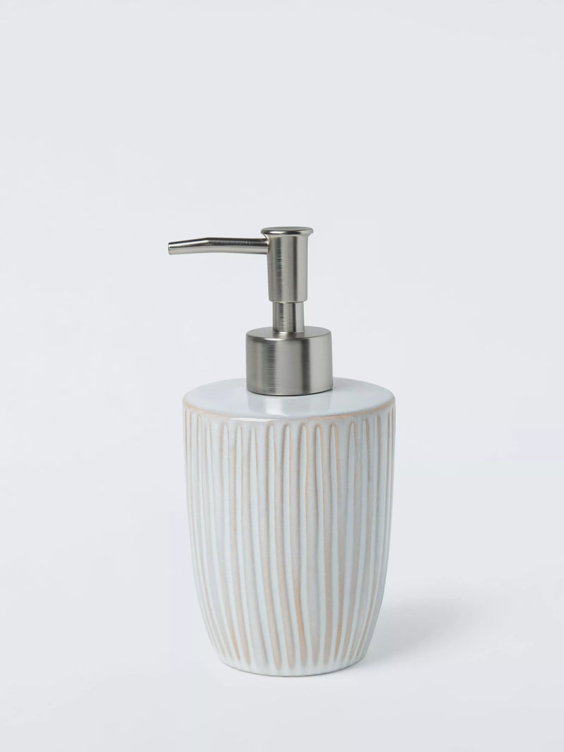 John Lewis ribbed glaze soap dispenser in grey, UK version