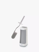 Flexible D-Shaped Head Toilet Brush with Storage Caddy in Grey