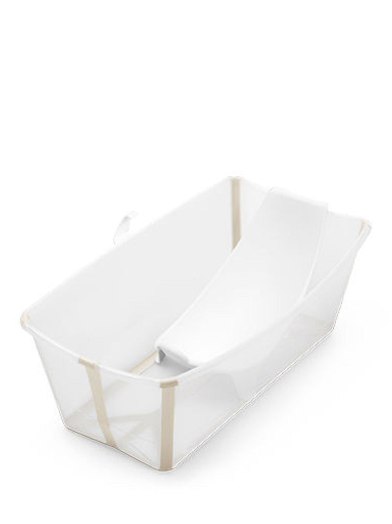 Stokke Flexi Bath X-Large Sandy Beige baby bathtub and newborn support bundle (British brand)