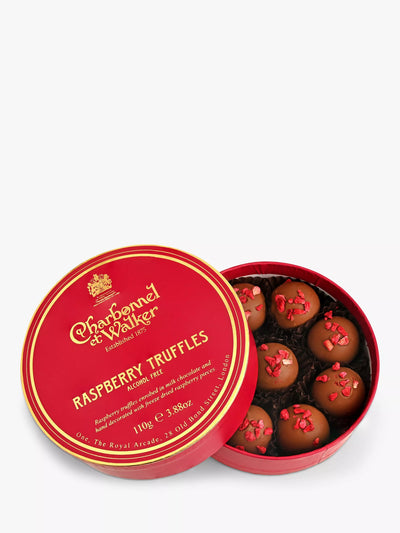 Raspberry Milk Chocolate Truffles Decorated with Freeze-Dried Raspberries, 110g