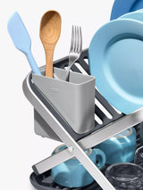 Aluminium Fold Flat Dish Rack with Removable Utensil Cup