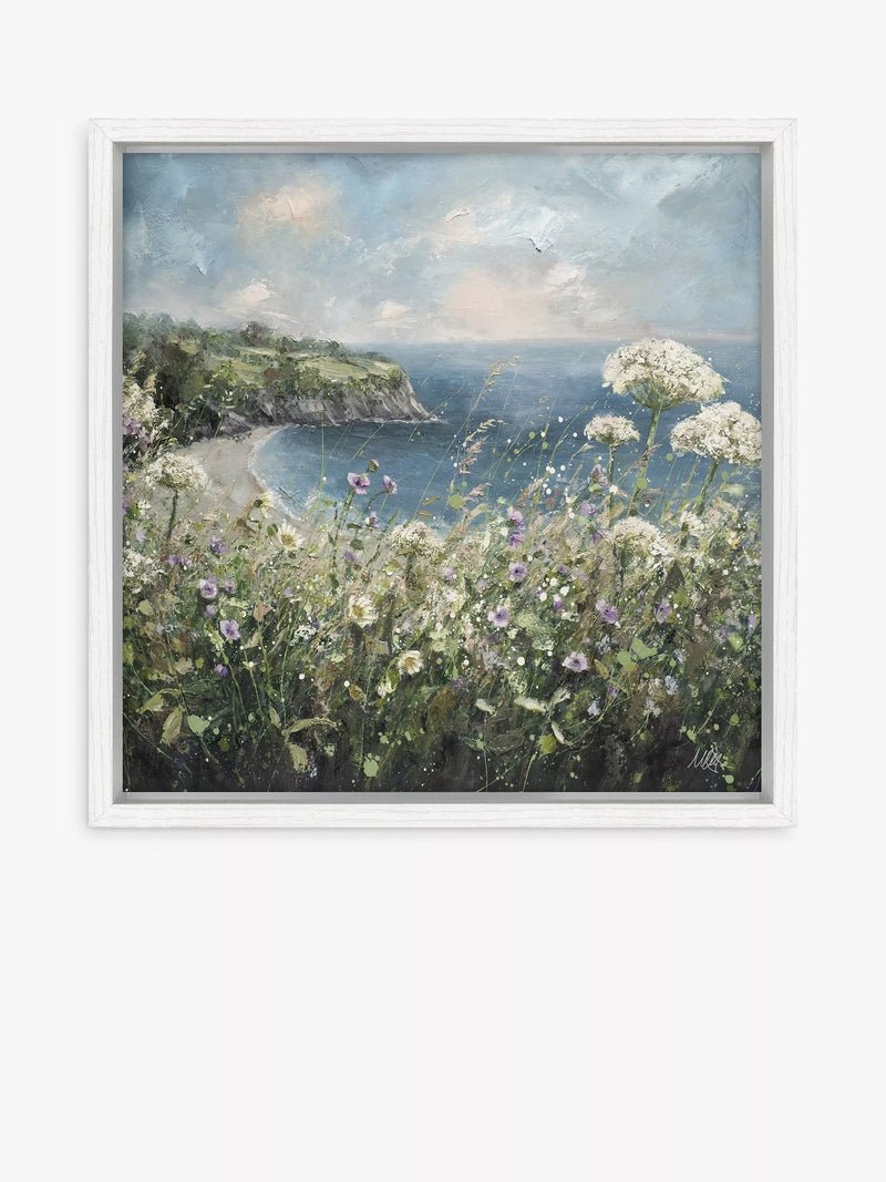 Coastal Scene Framed Print 29 x 29cm on Canvas with Wood-Effect Frame