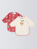 John Lewis Christmas Little Pudding Coverall Weaning Baby Bib, Pack of 2, Multi - McGrocer