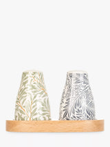 William Morris Stoneware Salt and Pepper Set with Wooden Base, FSC-Certified Beech Wood