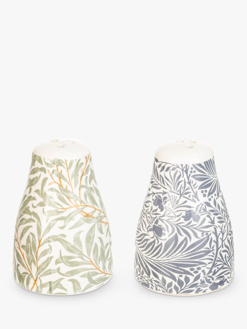 Salt and pepper set with William Morris print and wooden base (British brand)