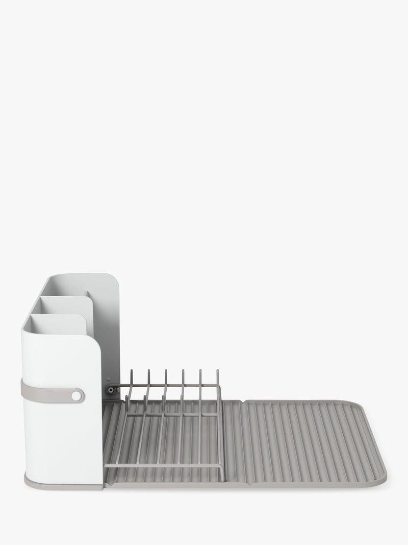 Umbra folding dish rack with cutlery sections and caddy base, white (British brand)
