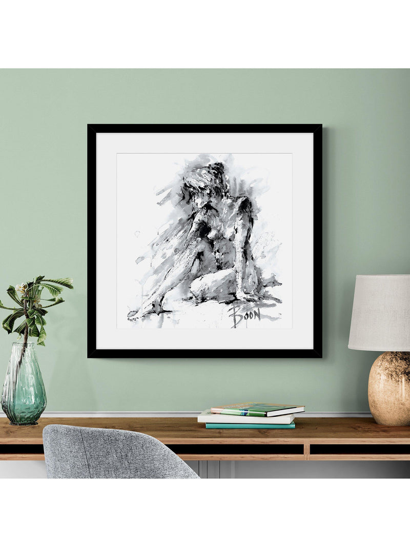 John Lewis 'Figurative Study 1' framed print in black and white, 74.5 x 74.5cm, UK version