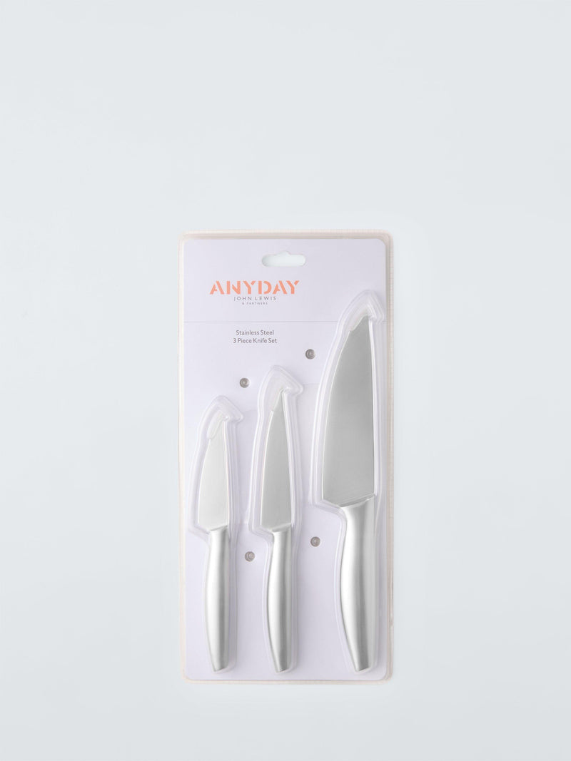 John Lewis ANYDAY Stainless Steel Kitchen Knife Set 3 Piece, UK version
