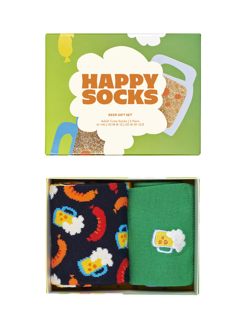 Happy Socks beer socks gift set, pack of 2, one size (EU 41-46), UK version