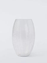 John Lewis Crackle Glass Barrel Vase Clear H25cm