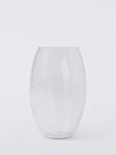 John Lewis Crackle Glass Barrel Vase Clear H25cm