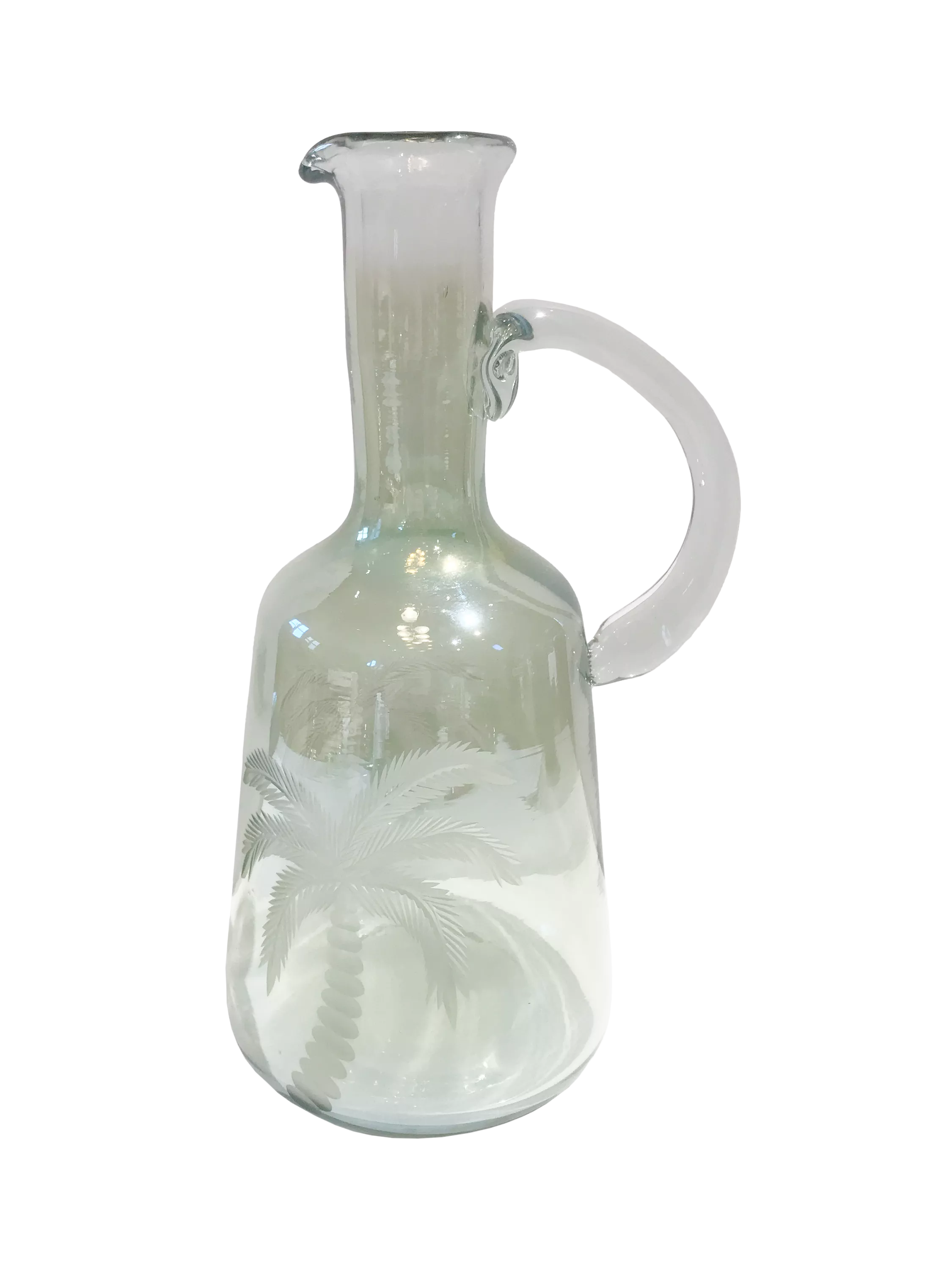 Culinary Concepts Palm Etched Glass Pitcher, 1L, Green - McGrocer