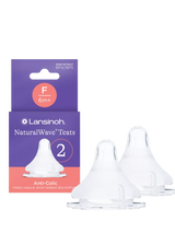 Lansinoh Natural Wave Fast Flow Teats - Baby Bottle Teats - Pack of 2