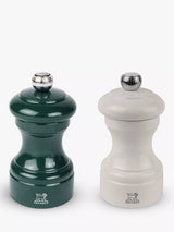 Beech Wood Salt and Pepper Mill Gift Set, 10cm in Ivory and Forest Green