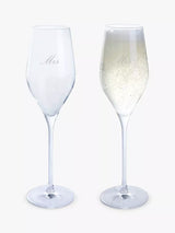 Dartington Crystal Mrs & Mrs Engraved Prosecco Glass Flutes Set of 2 260ml