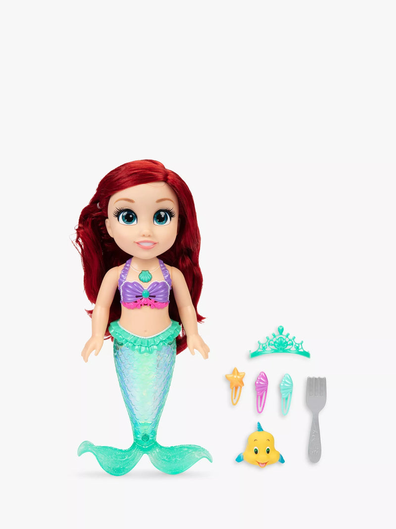 Disney Princess Ariel and Flounder singing doll with bath toy - British product