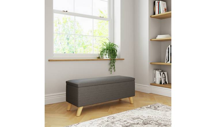 GFW Secreto fabric ottoman charcoal 43x98x37 cm, UK version