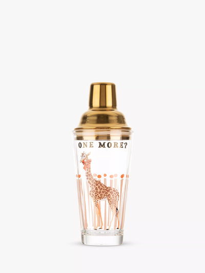 Cocktail Shaker with Gold Lid and Giraffe Design, 385ml