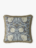William Morris Pimpernel square cushion in Ink with cotton-velvet reverse (British brand)