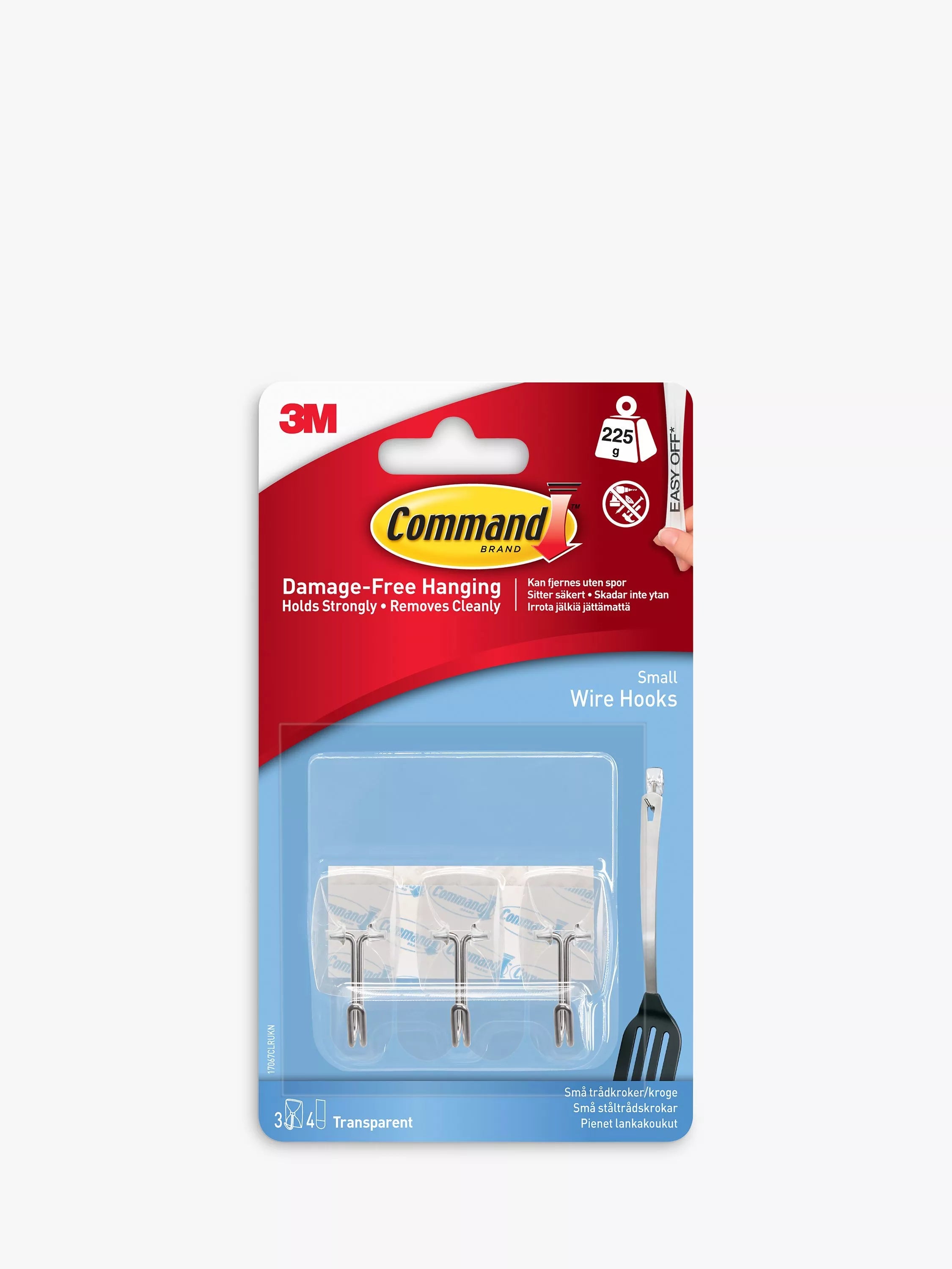 Command Damage-Free Removable Small Clear Wire Hooks, Pack of 3 - McGrocer