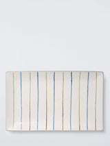 John Lewis Hand Painted Stripe Stoneware Platter Blue 23.3cm