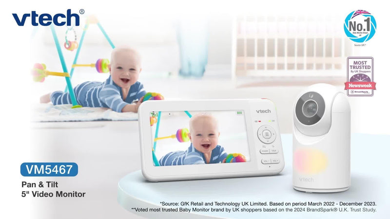 VTech 5-inch video baby monitor with night vision and temperature sensor (British brand)