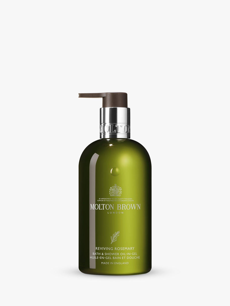 Molton Brown reviving rosemary bath and shower oil-in-gel 300ml, imported from the UK