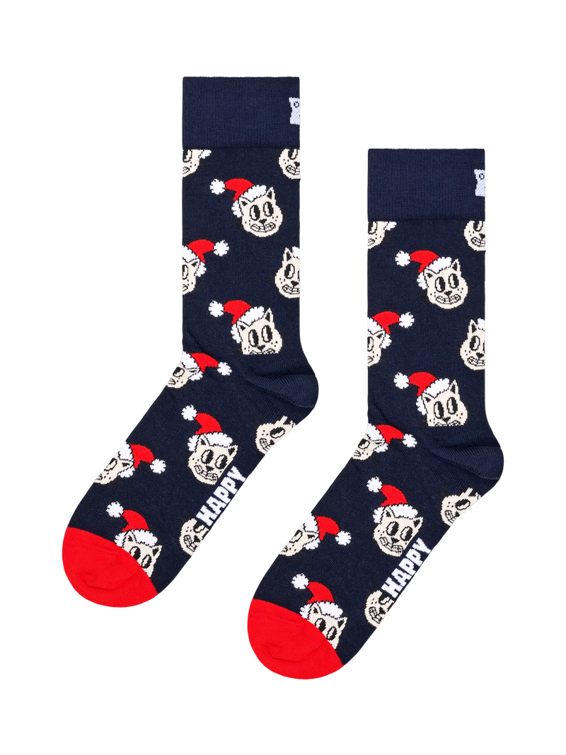 Happy Socks Holiday Cat Socks, Navy/Multi, One Size