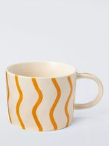 John Lewis Hand Painted Wiggle Stoneware Mug Orange 300ml