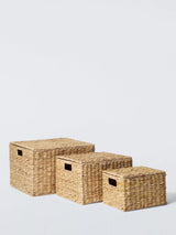 John Lewis Bulrush Nesting Lidded Storage Basket Set of 3