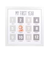 Wooden First Year Baby Picture Frame with 12 Photo Spaces