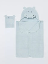 John Lewis Baby Hippo Hooded Towel and Mitt Set Baby Hooded Towel Set