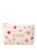Golden Love Charm Embroidered Pouch for Bridal Essentials