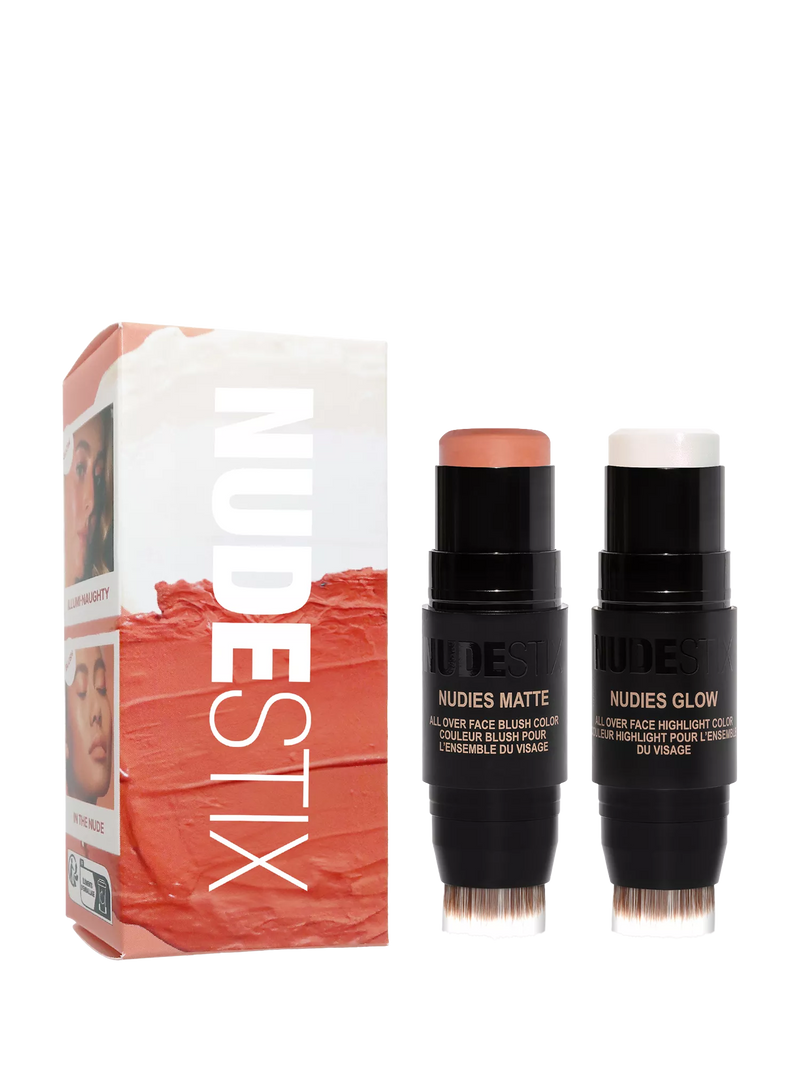 Nudestix makeup gift set with matte blush and cream highlighter 14g, imported from the UK