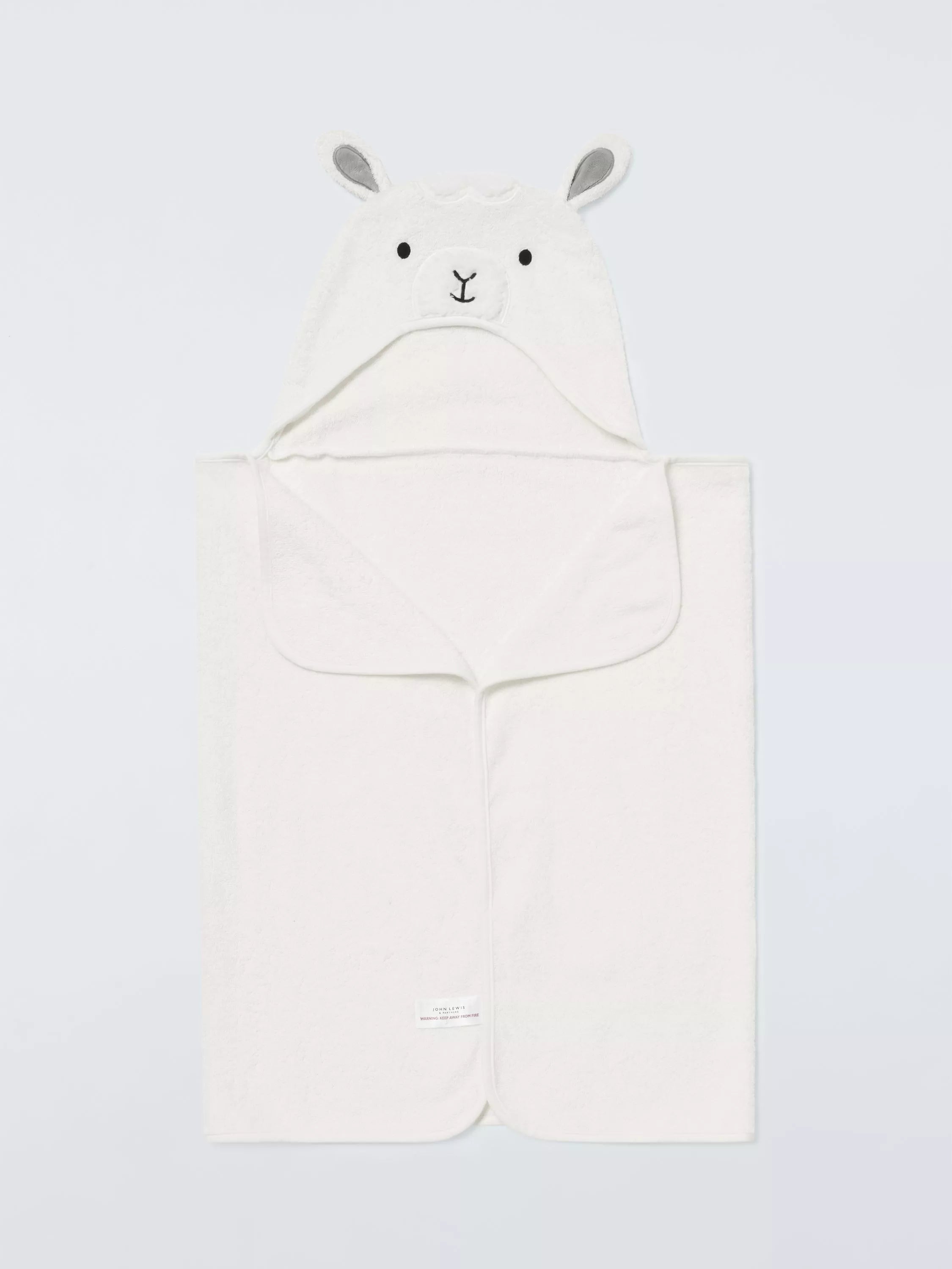 John Lewis Baby Lamb Hooded Towel, White - McGrocer