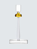 Small Glass Candle Holder with Amber Mushroom Decoration