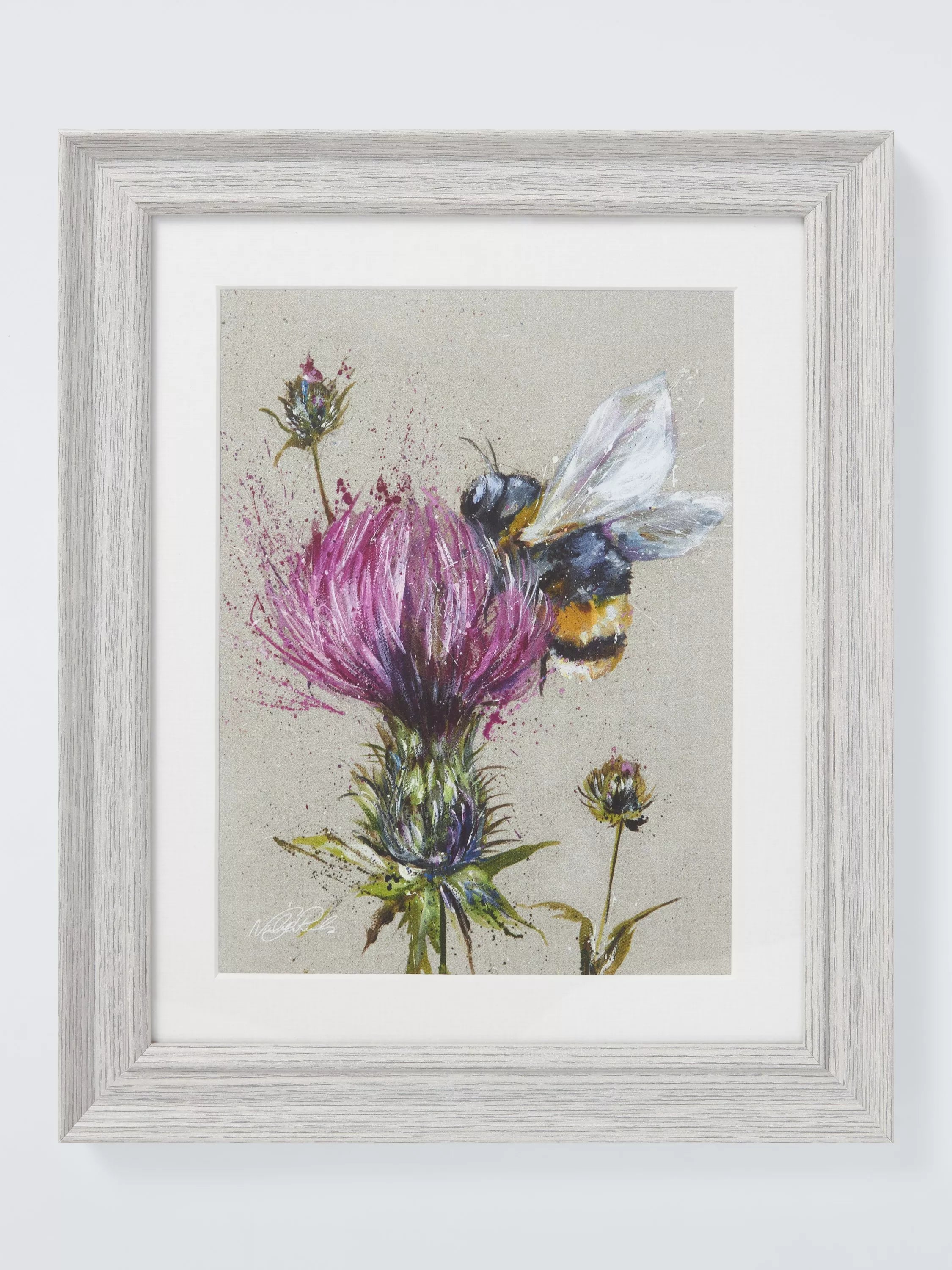John Lewis Nicola Jane Rowles 'Bee' Framed Print & Mount, 35 x 29cm, Grey - McGrocer