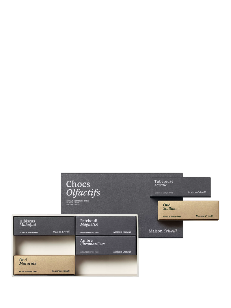 Maison Crivelli extraits de parfum discovery fragrance gift set with 6 x 1.5ml samples, imported from the UK