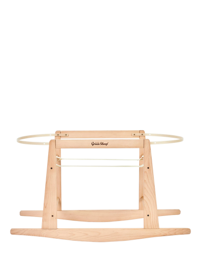 Natural Solid Beechwood Rocking Moses Basket Stand with Safety Bars