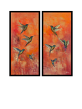 John Lewis Laure Bury 'Nature's Realm I' framed print, set of 2, 103.5 x 48.5cm, orange/green, UK version