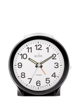 Acctim Emma Silent Sweep Analogue Alarm Clock Black Bedside Clock