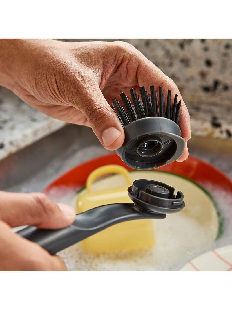 Joseph Joseph washing up brush with replacement head in graphite, UK version
