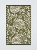 Oversized Fruit and Leaf Pattern Bath Mat with Two-Tone Trim