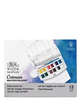 Travel Watercolour Paint Set with 12 Half Pans and Accessories