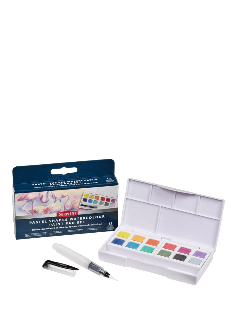 Derwent pastel shades watercolour paint set of 12 - British product