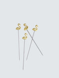 Flamingo Cocktail Picks Set of 4 in Gold