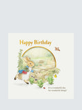 Birthday Card with Peter Rabbit and Radishes Illustration
